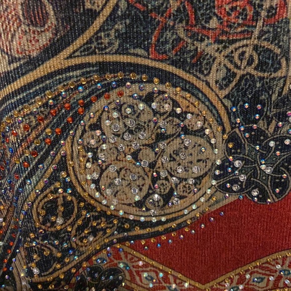 KRISTINE Size M Long Sleeve Tunic Rhinestone Embellished - Picture 2 of 11